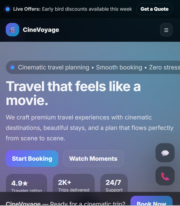CineVoyage – Travel & Tour Company Website